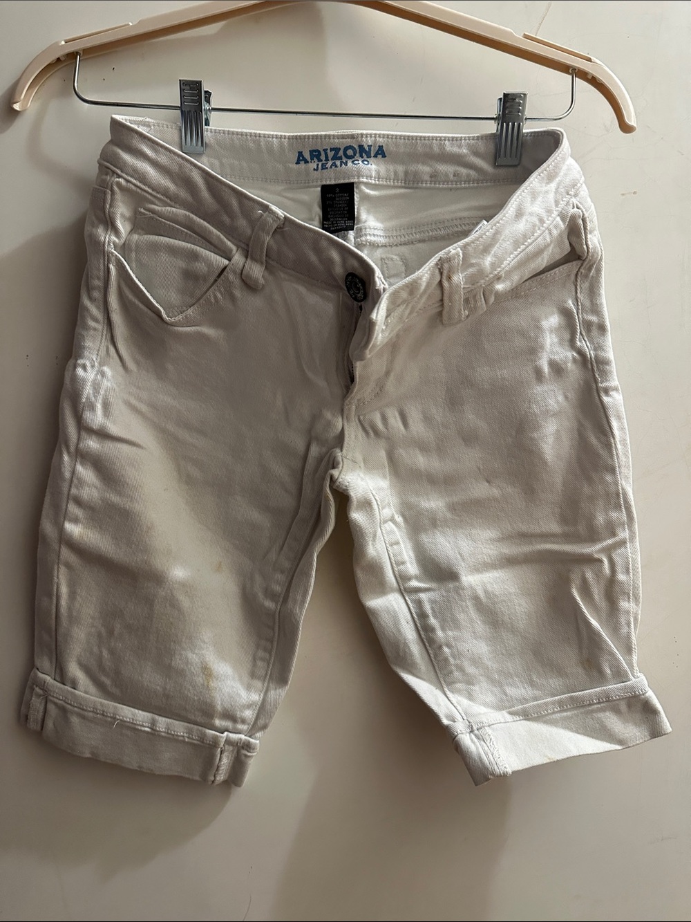 Arizona Jean Company Women's White Rolled-Hem Denim Bermuda Shorts
